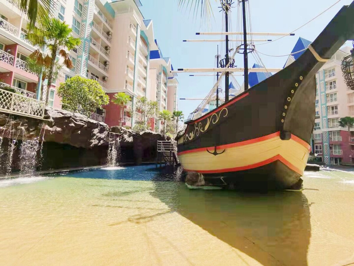 超豪华海盗船水上乐园大型水系奢华酒店公寓靠近帕山景区