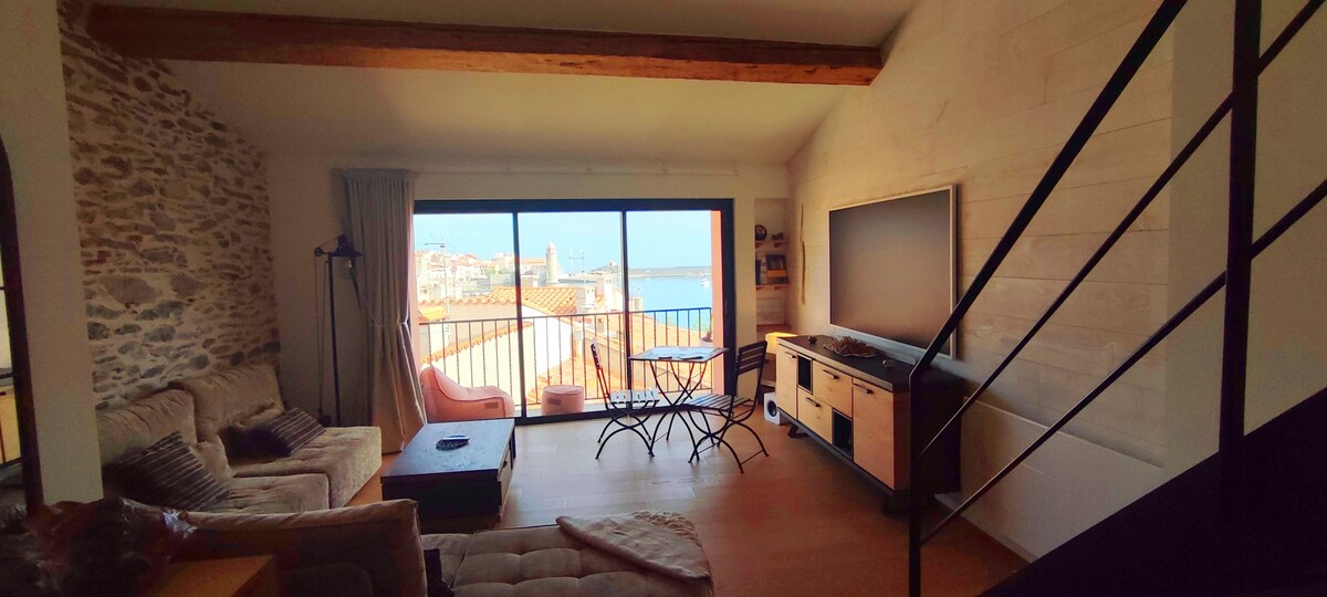 Duplex au faubourg, vue baie de Collioure, Garage