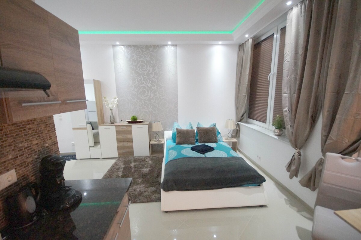 单间公寓（ EG2L ）双人床浴室和厨房