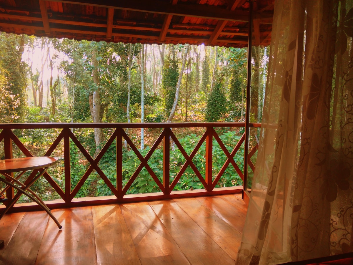 The Granary:wooden cabin on stilts!
