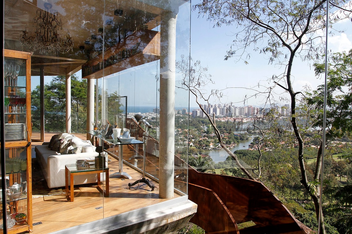 'Tree House' in the forest overlooking the sea