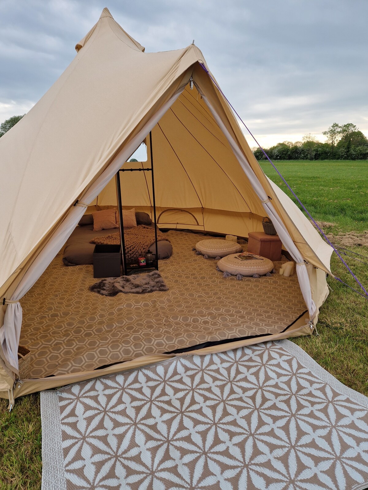 Glamping Bell Tent set in open countryside