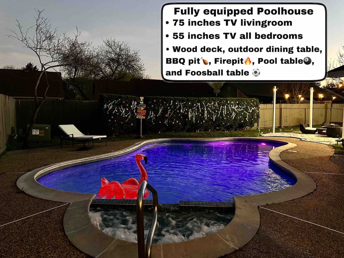 Wonderful Pool house, Arcade, Firepit &Pool table