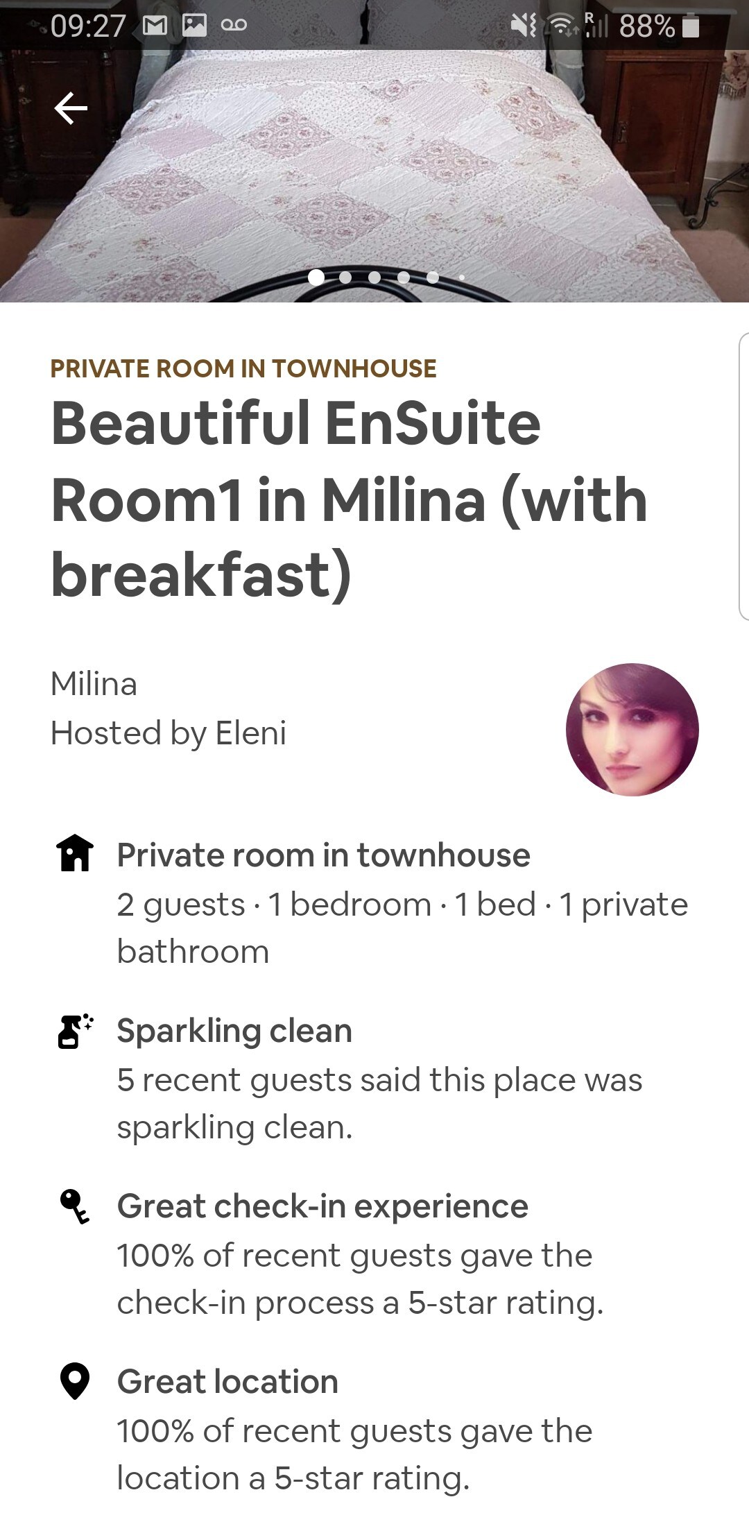 米利纳（ Milina ）美丽的EnSuite客房（含早餐）