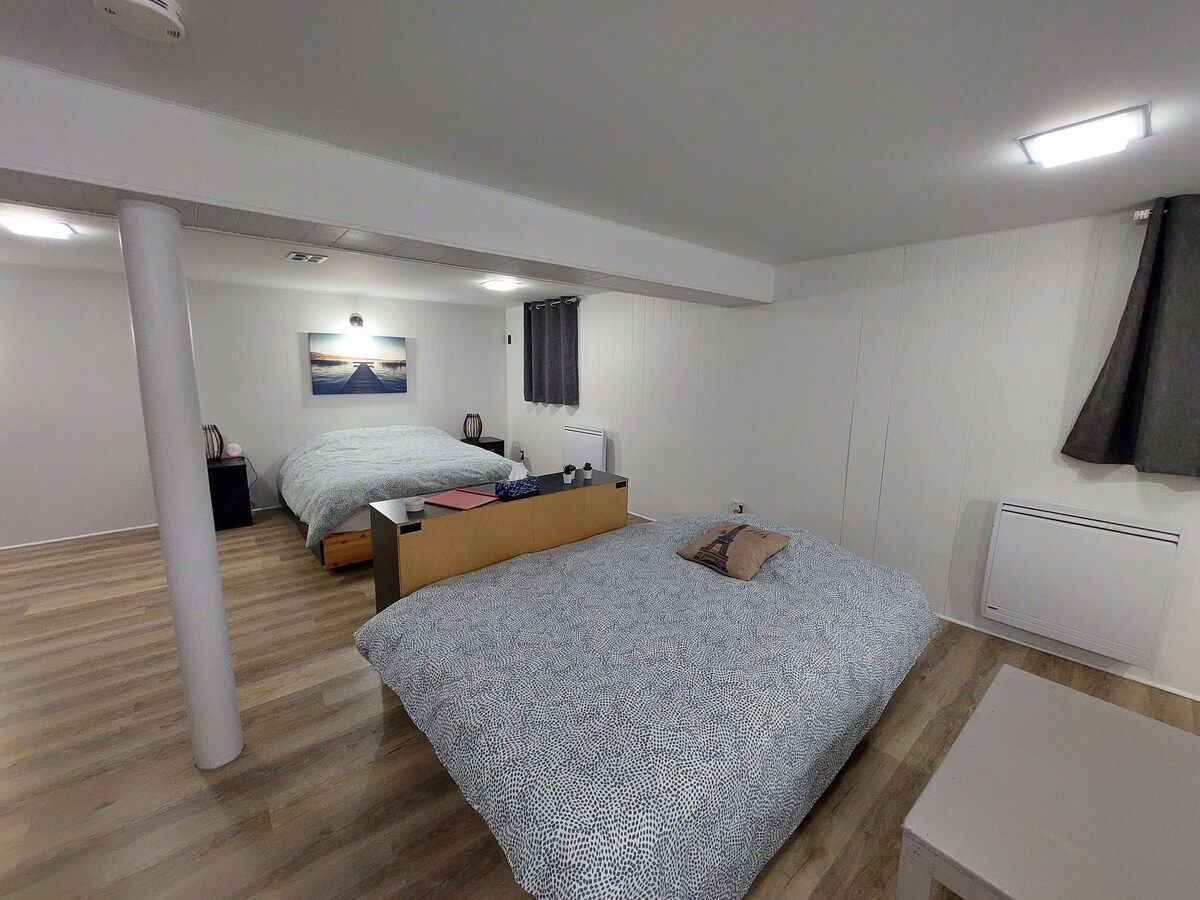 Grande chambre avec entrée privée + salle de bain