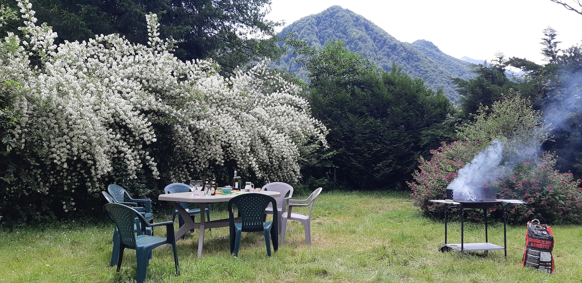 Stone house-Ariège-Ustou Guzet view Pyrenees