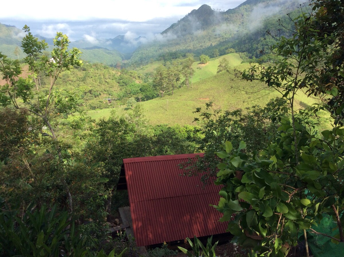 Semuc Champey附近的木制小木屋和壮丽景色