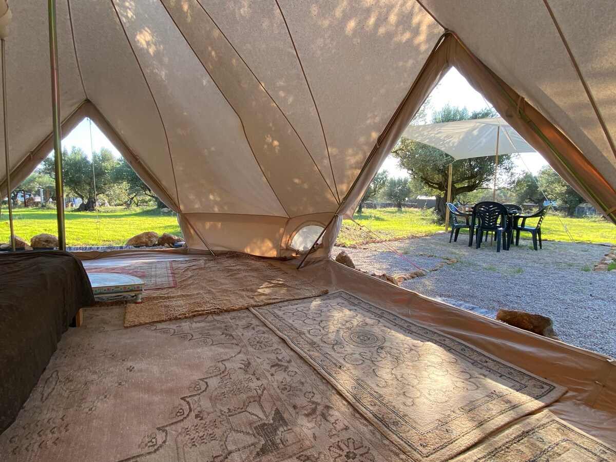 Spacious Paraiso Bell Tent, fully furnished.