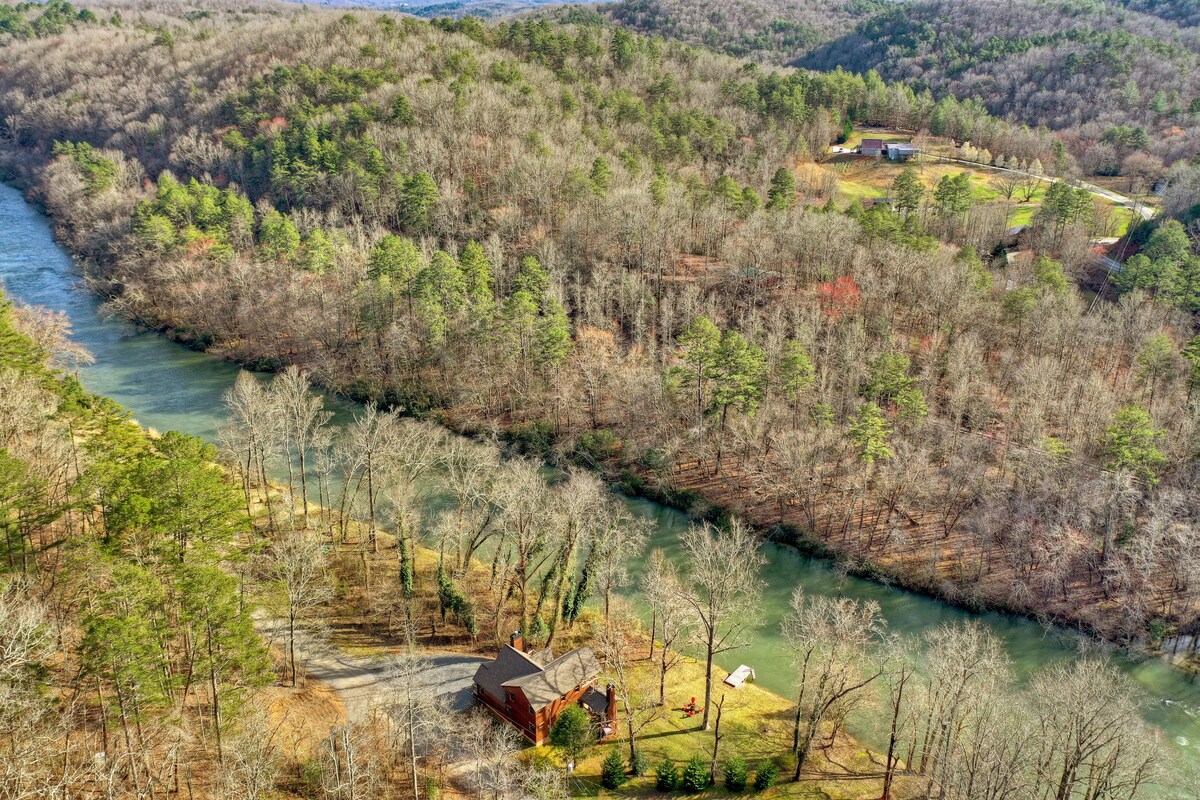 Toccoa River Front ，豪华小木屋，距离卧室10分钟