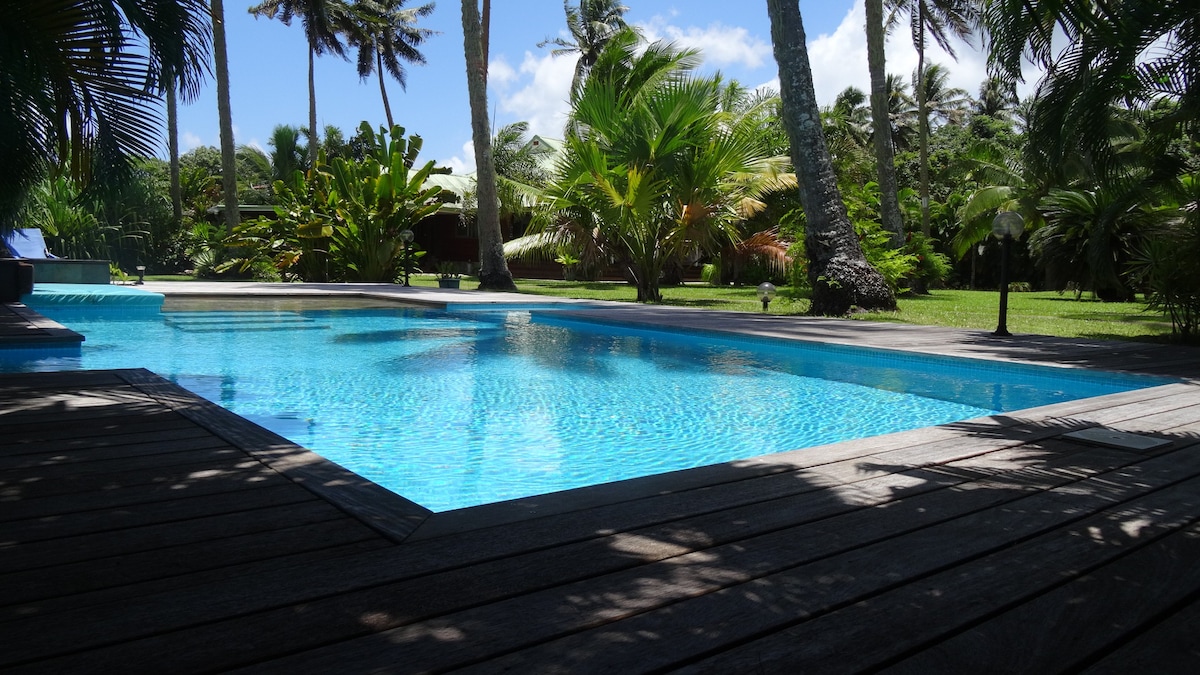 带泳池的热带花园豪华平房
