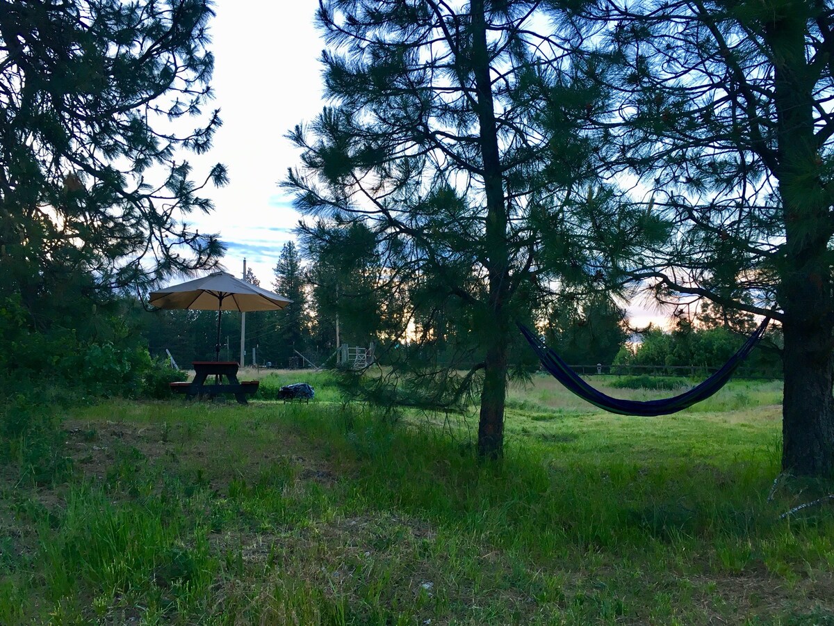 正宗牧场露营地# 3舒适的吊床和美景
