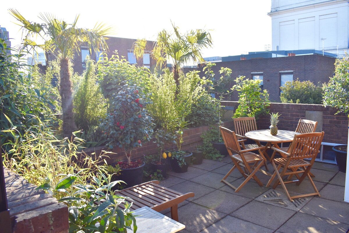 Central Covent Garden, sun-drenched, roof terrace