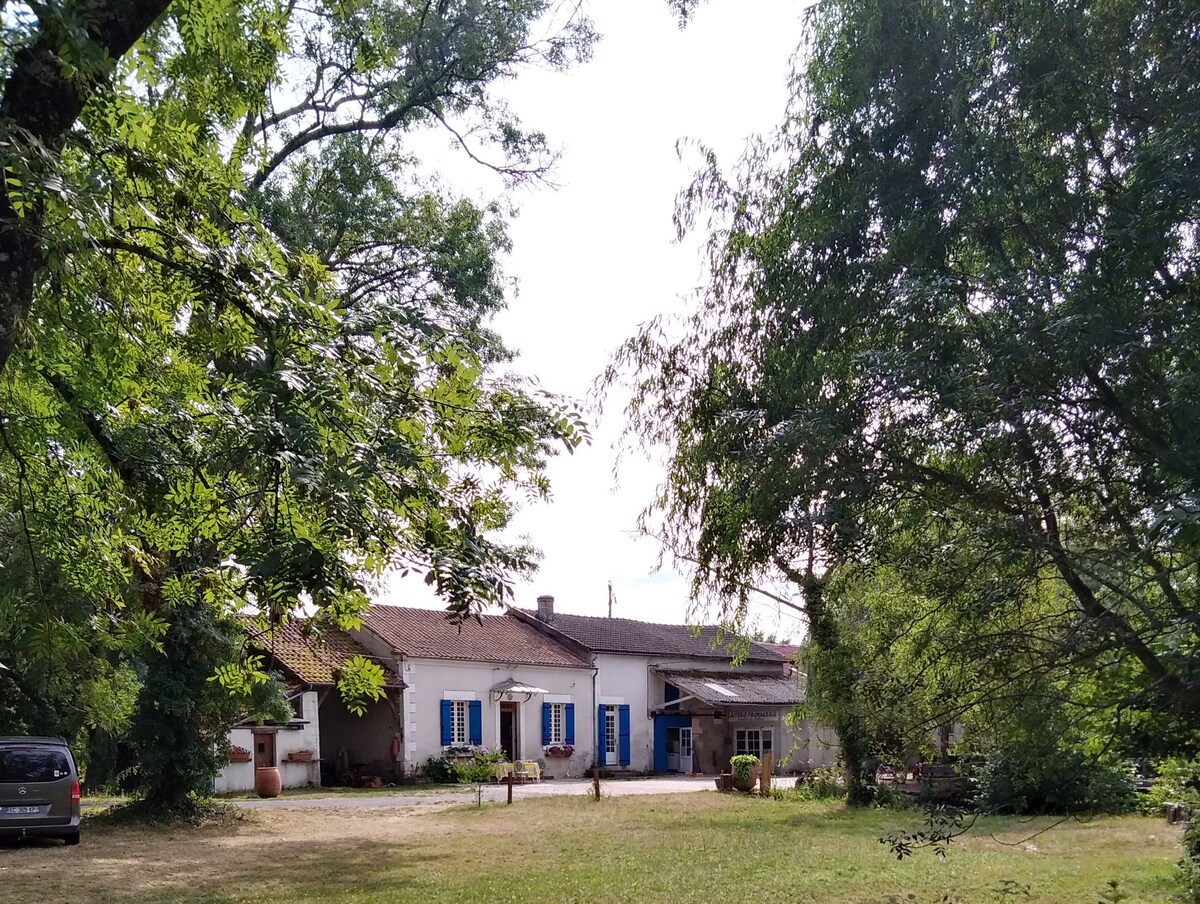 Chambre bleu au moulin de Salles