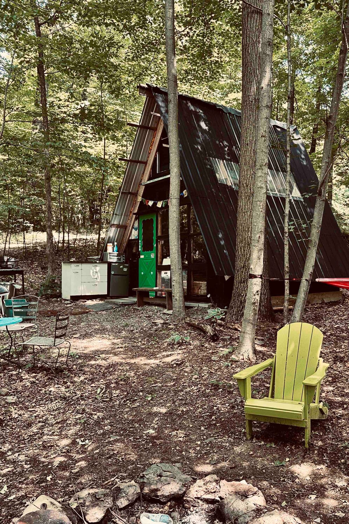 Outside Inn a Rustic Upcycled A-Frame