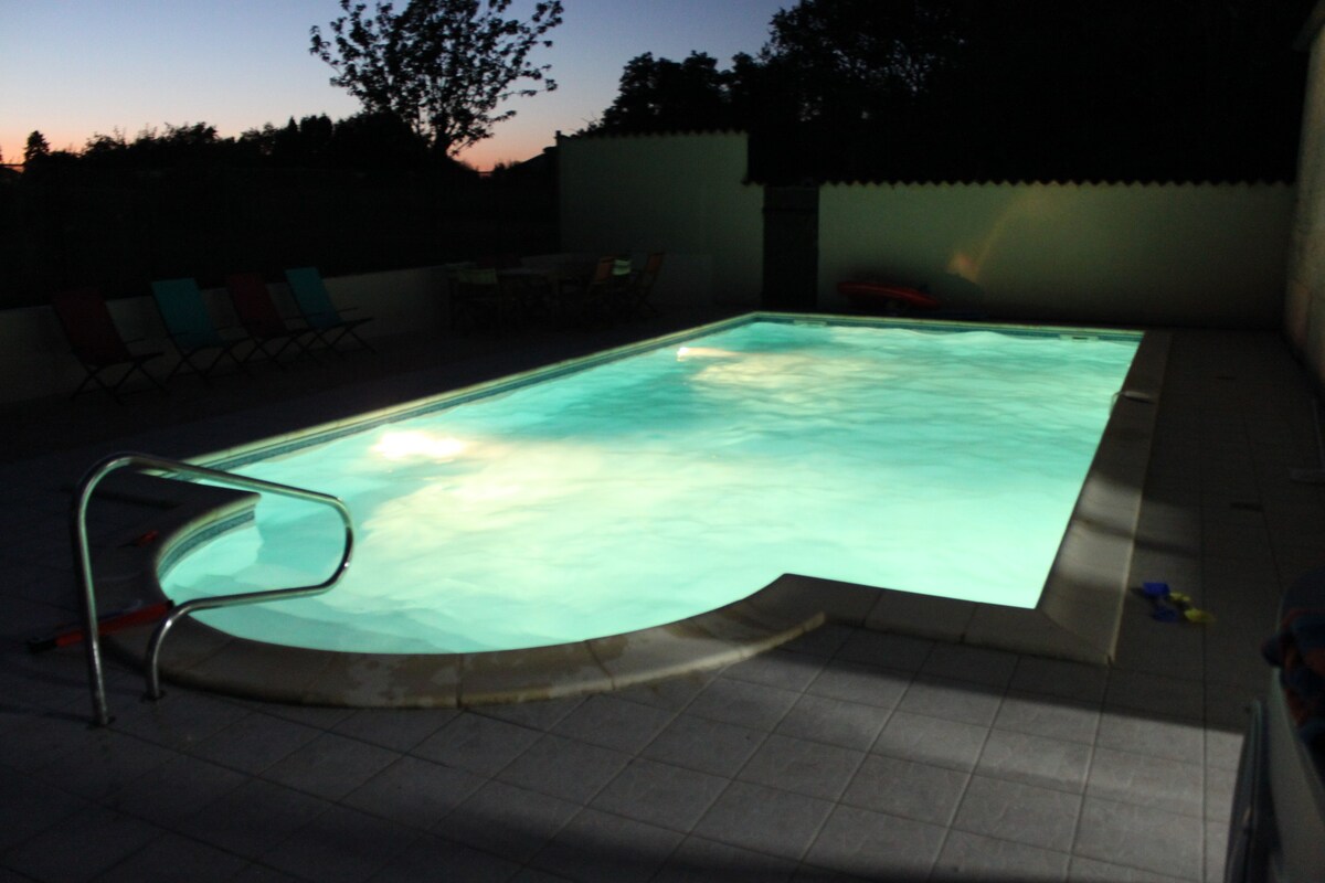 Private family accommodation with heated pool