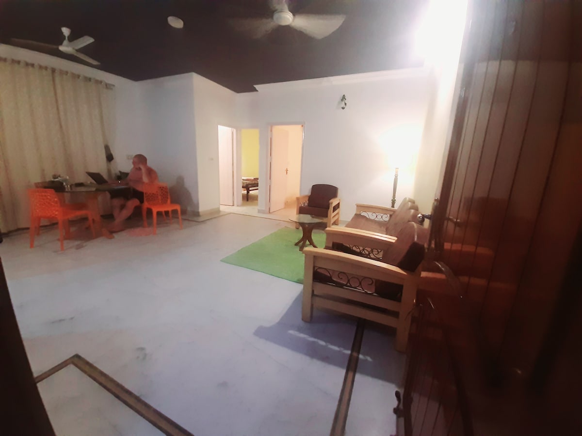 Moonshine yellow furnished 2bhk flat in Cooke town