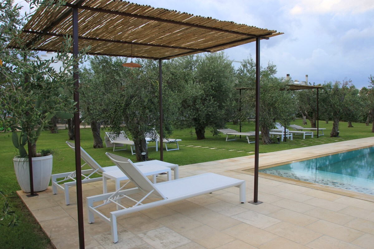 Relais L 'Oliveto的泳池景观公寓