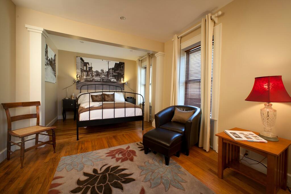 room four is a second floor room with a queen bed accommodating