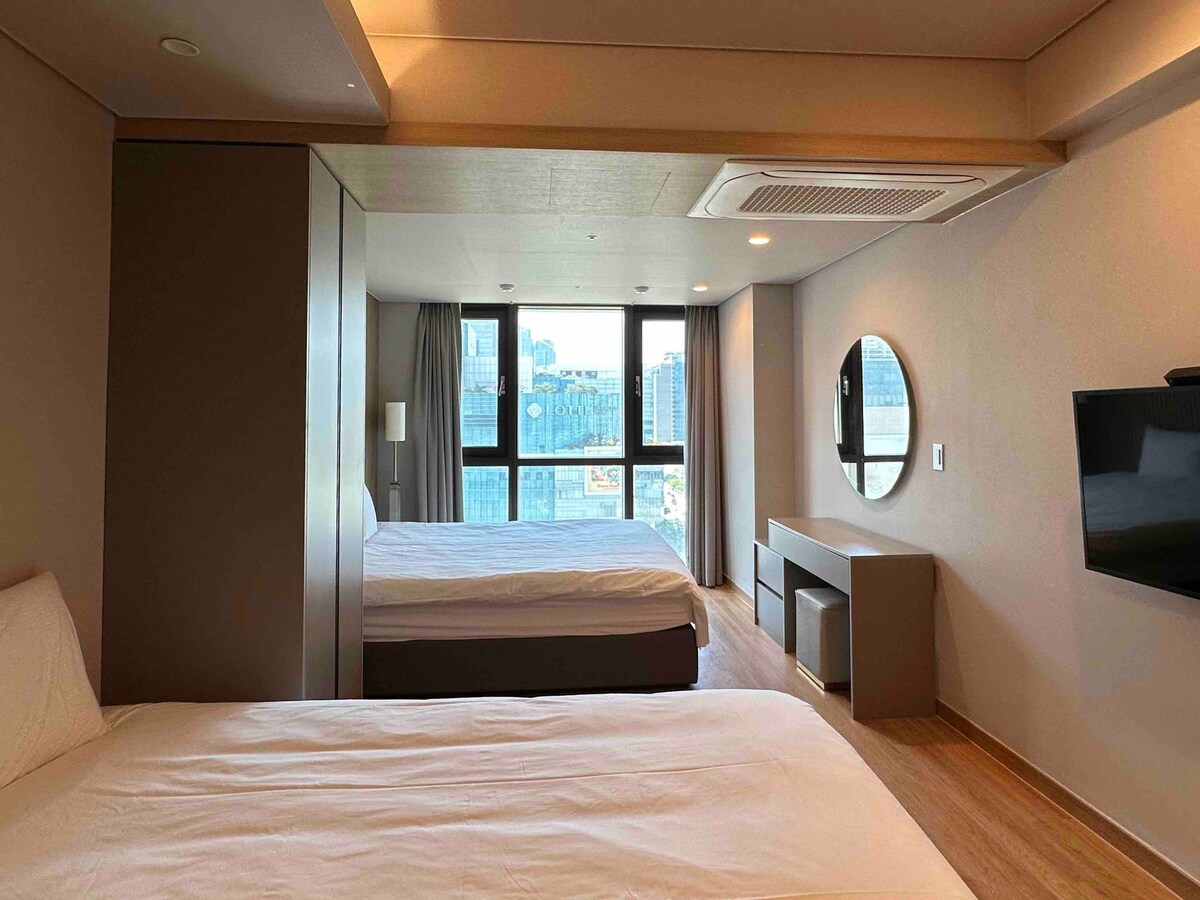 [Hyoi Stay Centum酒店] # 74家庭双床房# BEXCO前面#游艇折扣