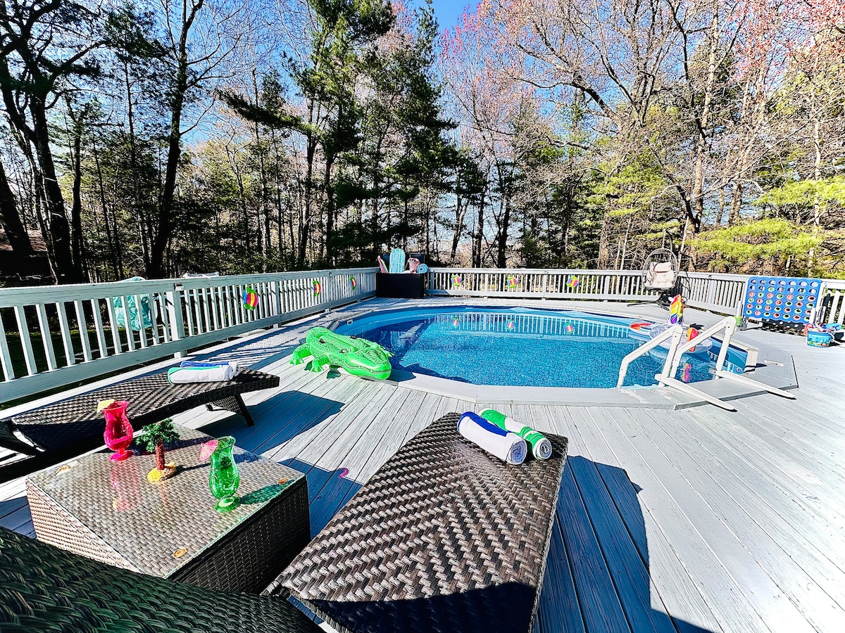 Our heated Pool is open!|Hottub|Firepit|Gameroom