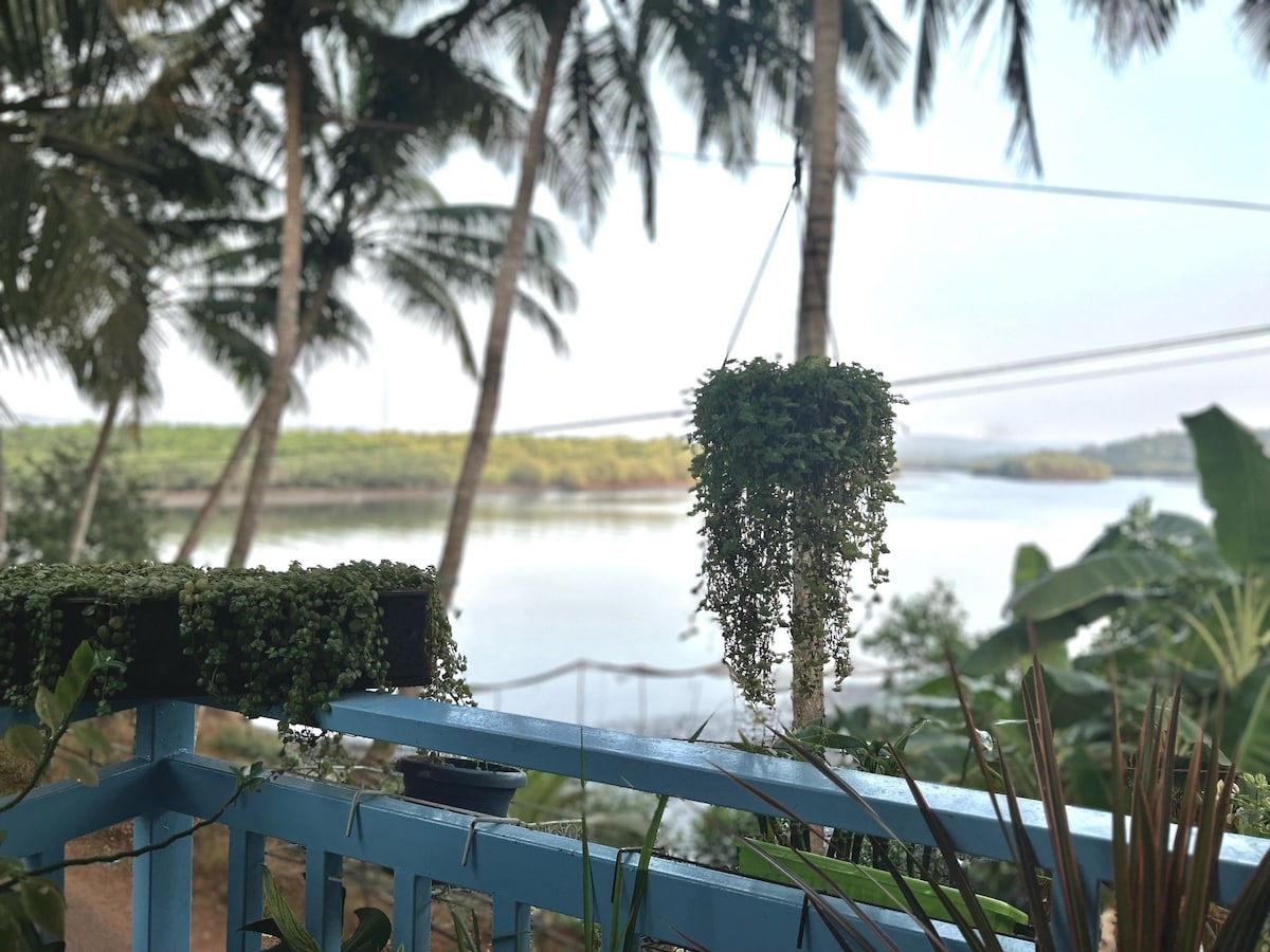 Mangrove River View:entire flat near Arambol/ Keri