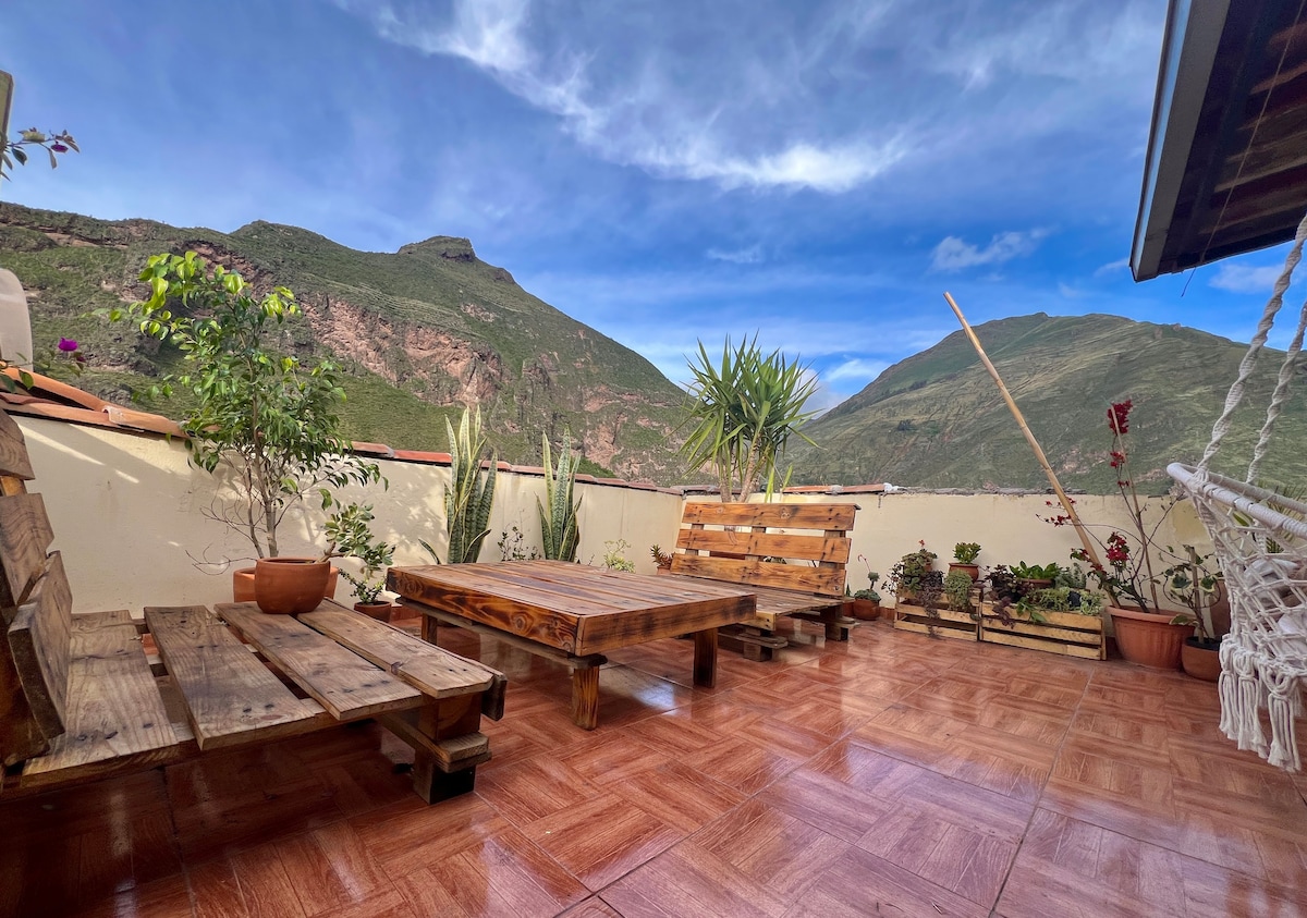 Central Pisac 2卧室公寓，带景观、屋顶和家庭健身房