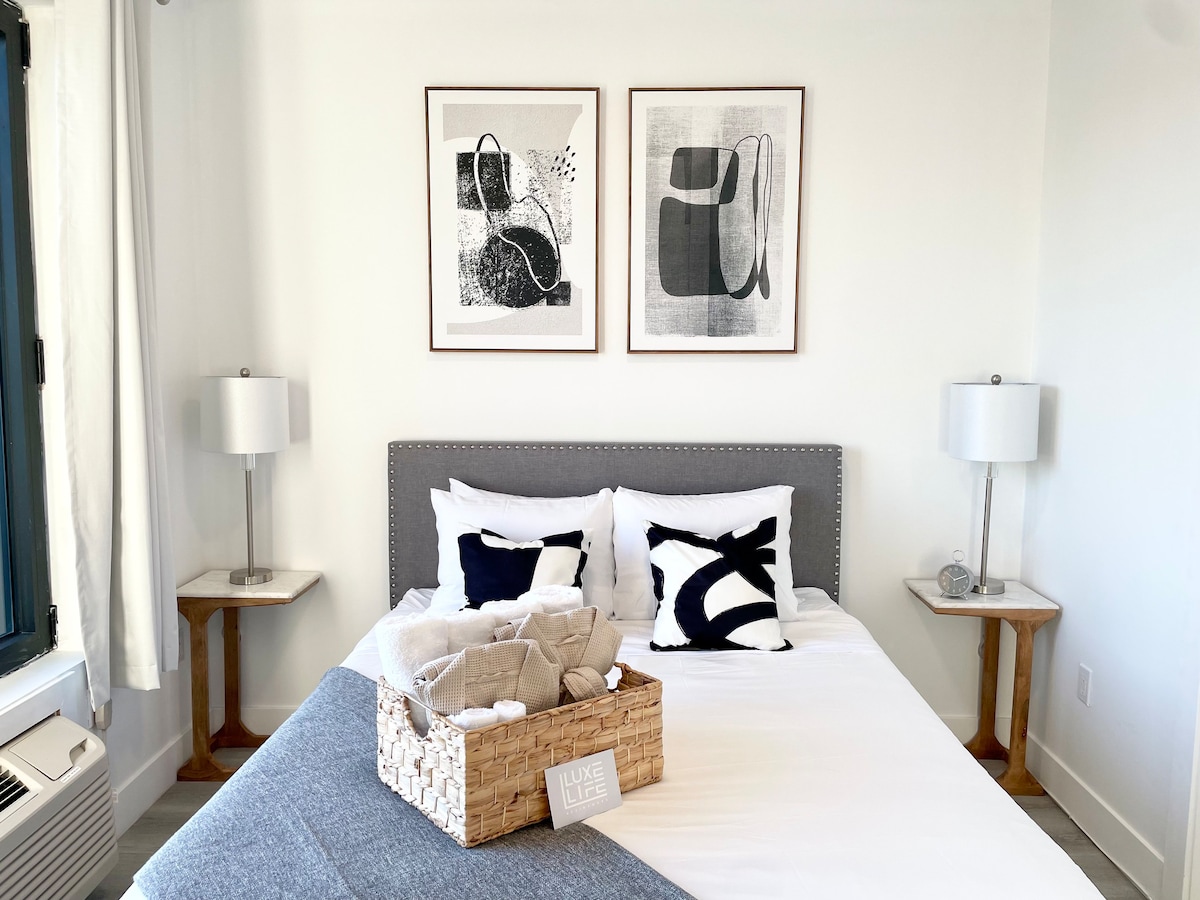 豪华单间公寓标准双人床-距离纽约市、EWR、Amer Dream仅几分钟路程