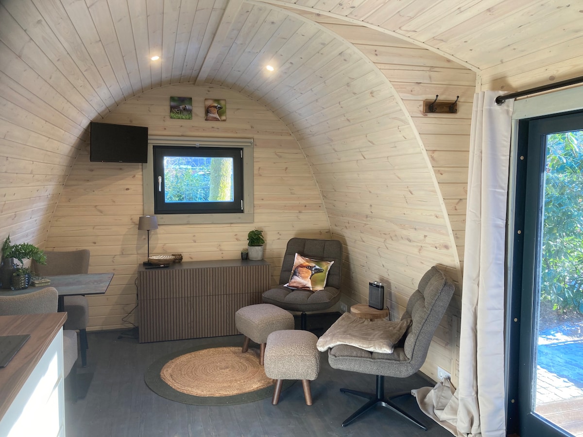 Luxe CampingPodXXL-de Appelvink met eigen badkamer