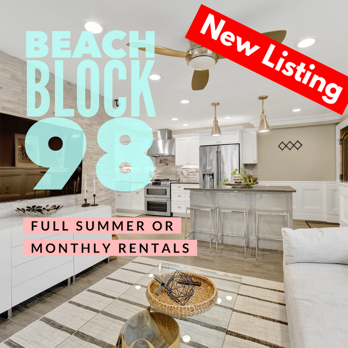 NEW Luxury Beach Block 2BR/yard/parking/W+D/Pets