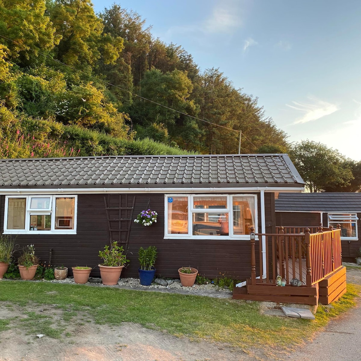 High rise chalet with sea views.