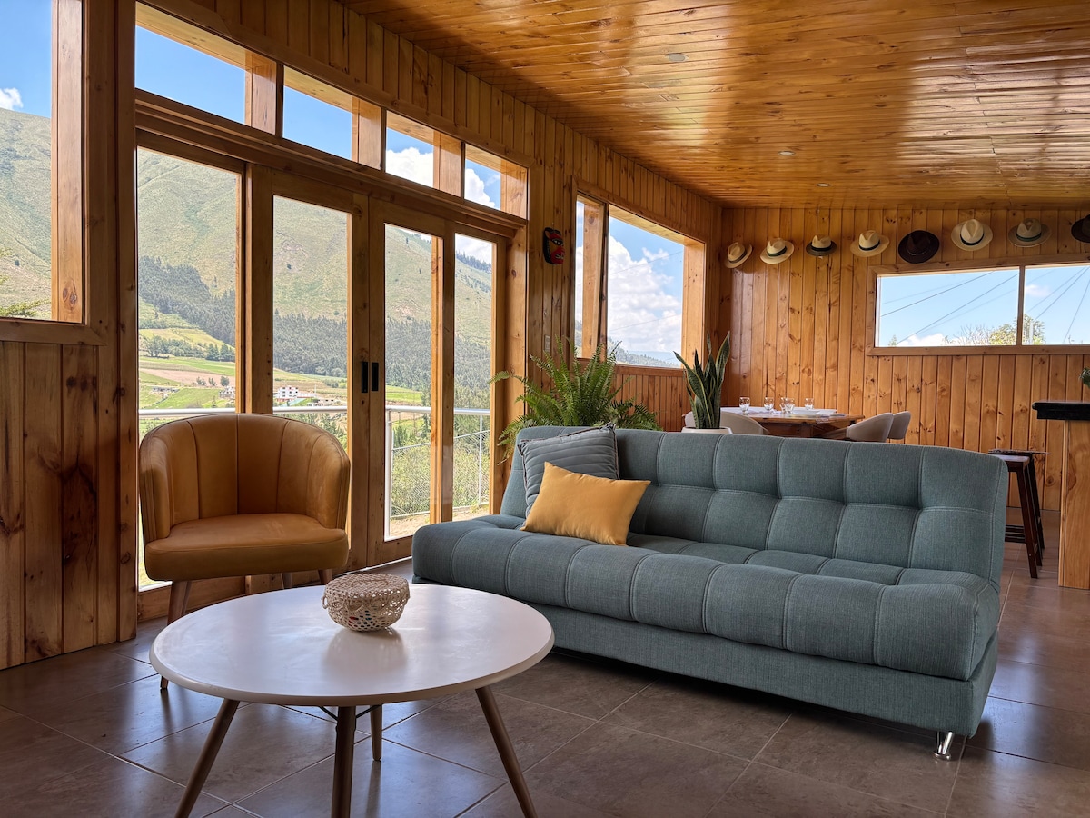 Casa de campo con parrilla y vista a la montaña