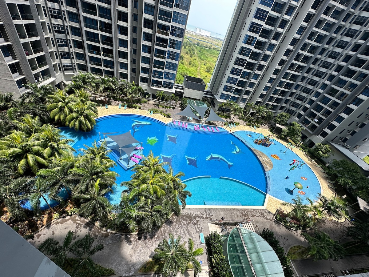 独一无二的马六甲亚特兰蒂斯公寓泳池景观