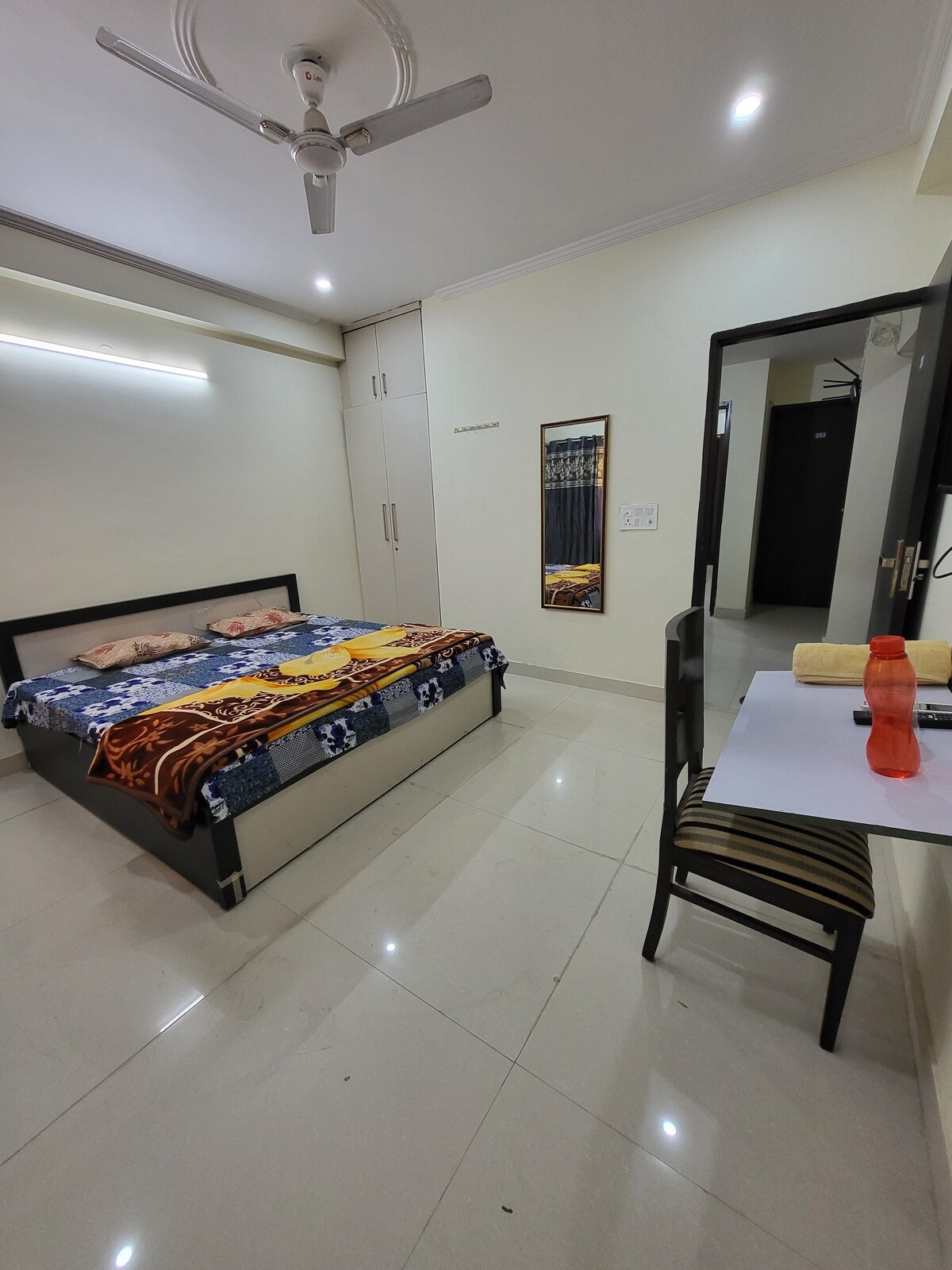 furnished room with balcony