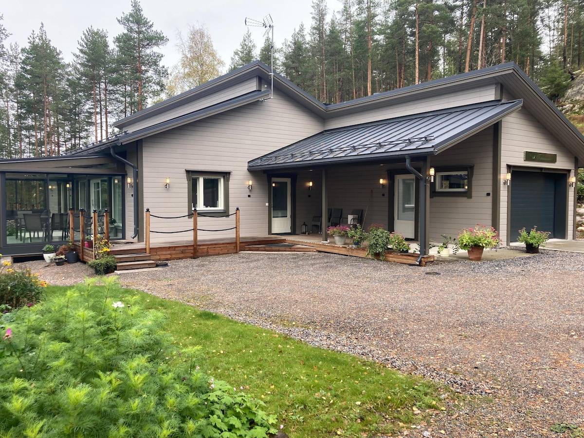 Villa Talasvuori järven rannalla