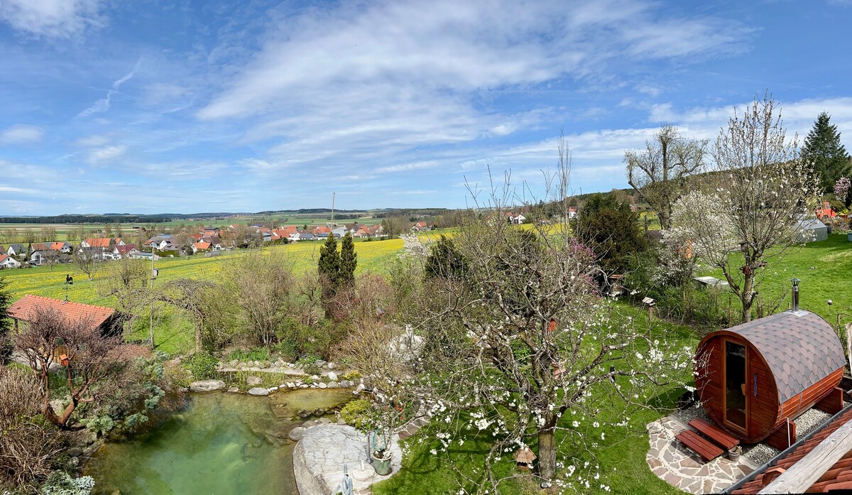 Idyllisches Holzhaus mit Sauna