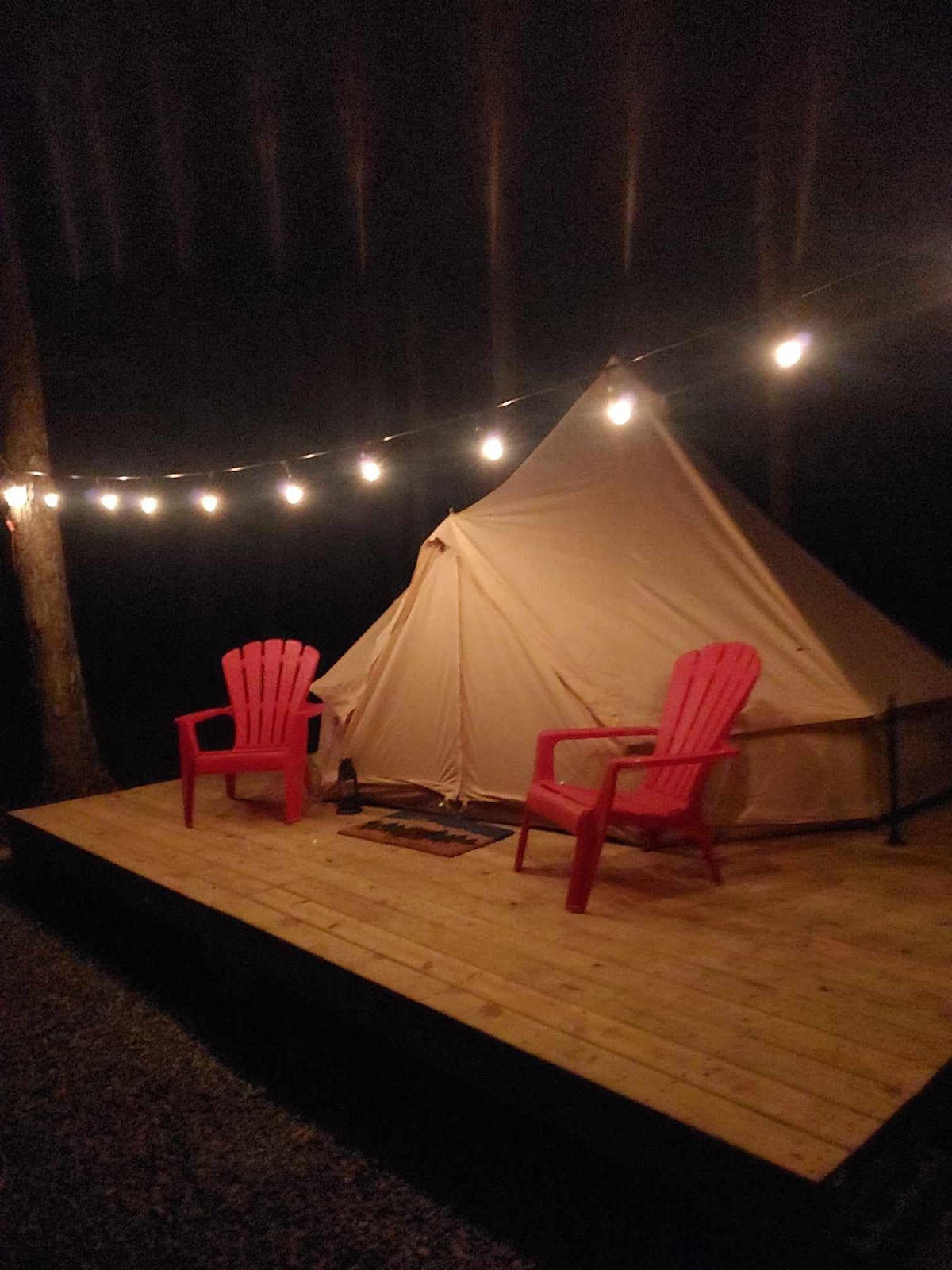 A secluded
 Off-the- grid yurt tent