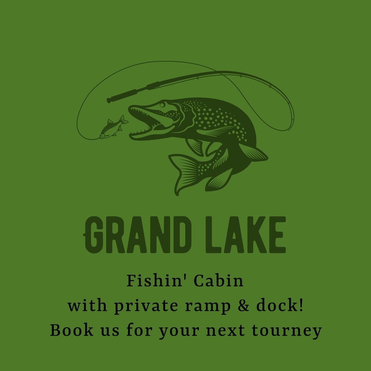 Grand Lake Fishing Cabin w/dock & ramp! Sleeps 4