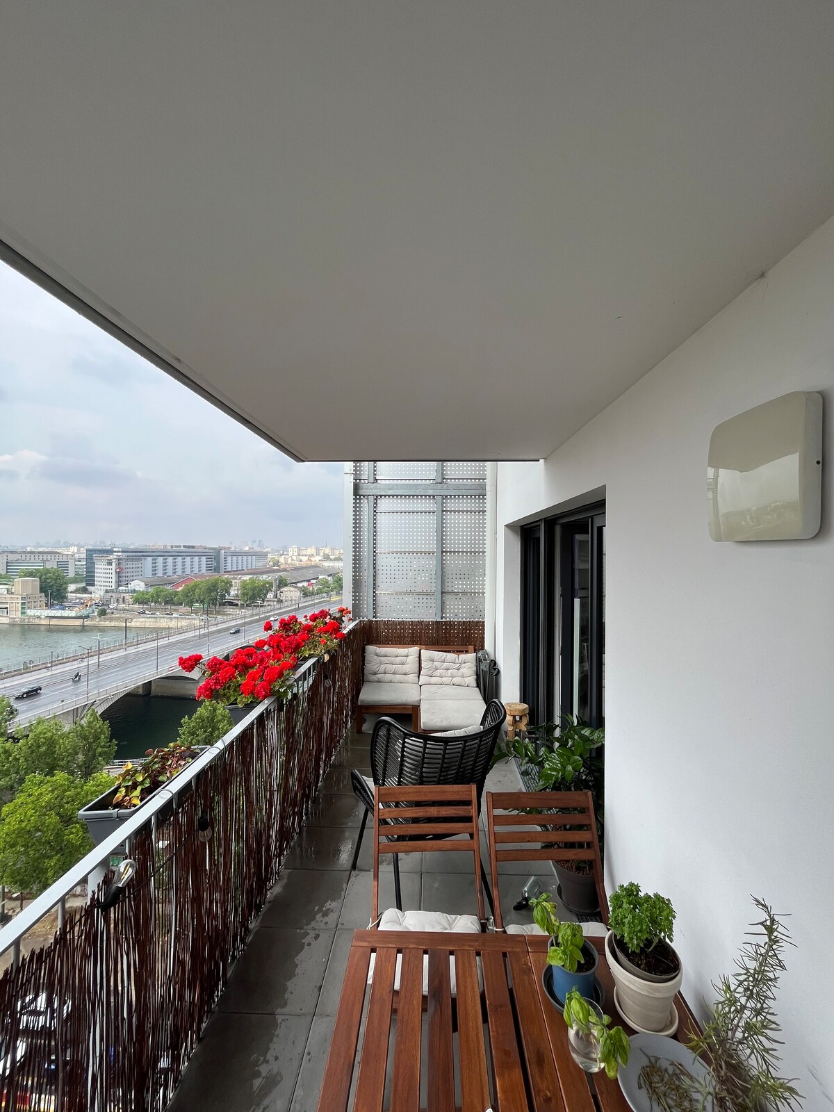 1-bedroom apartment with balcony view of the Seine