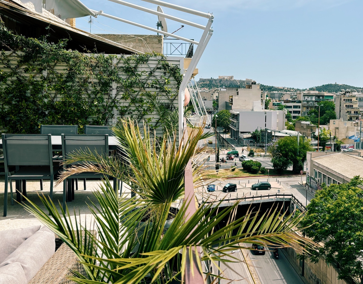 雅典市中心棕榈树顶层公寓