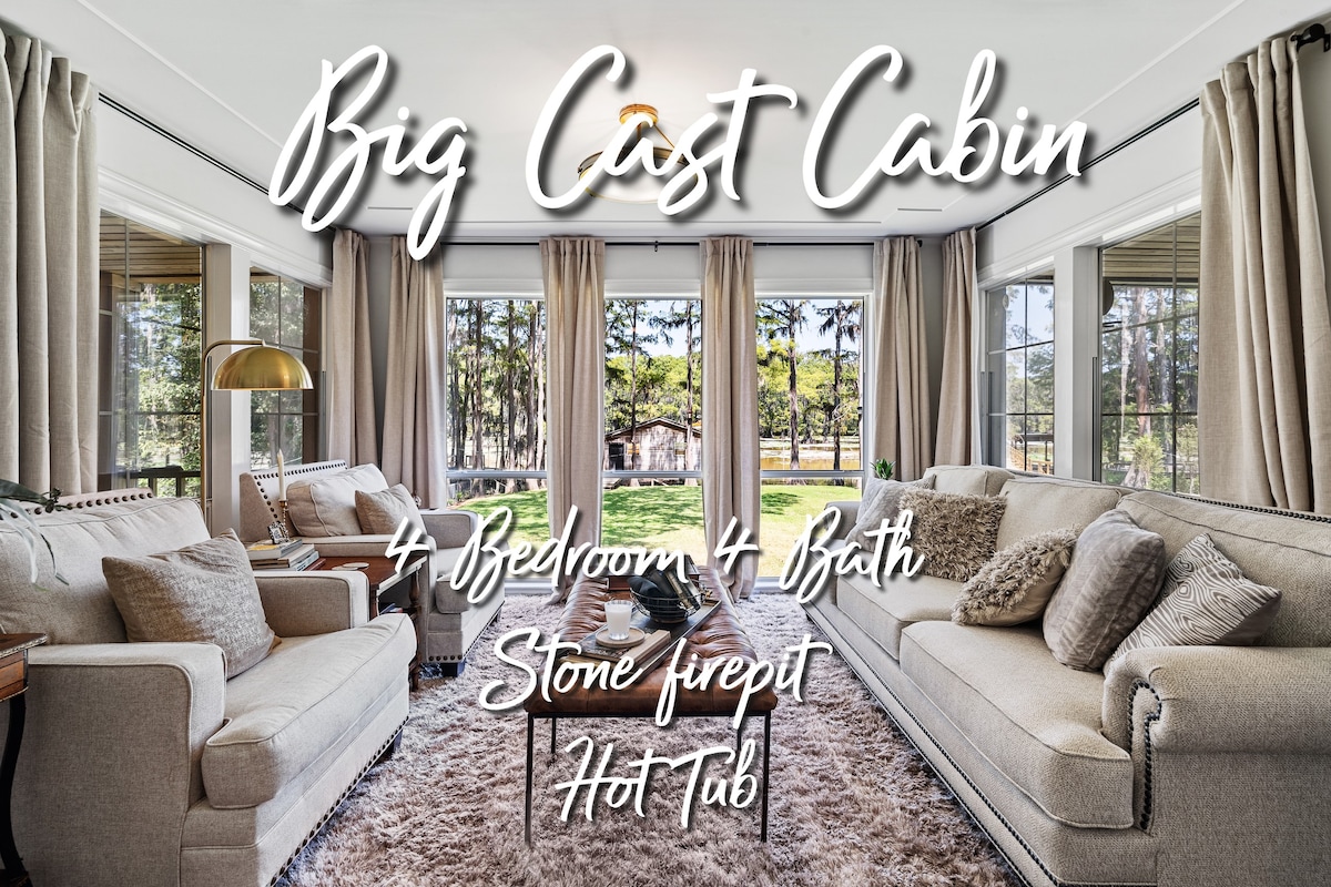 Big Cast Cabin | Waterfront | 4 Bed 4 Bath Hot Tub
