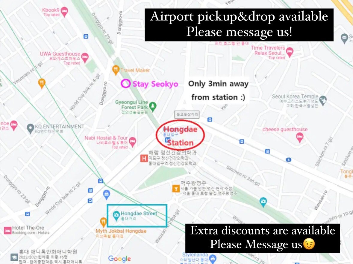 Stay Yeonnam(2RM 2Bth) free airport pickup