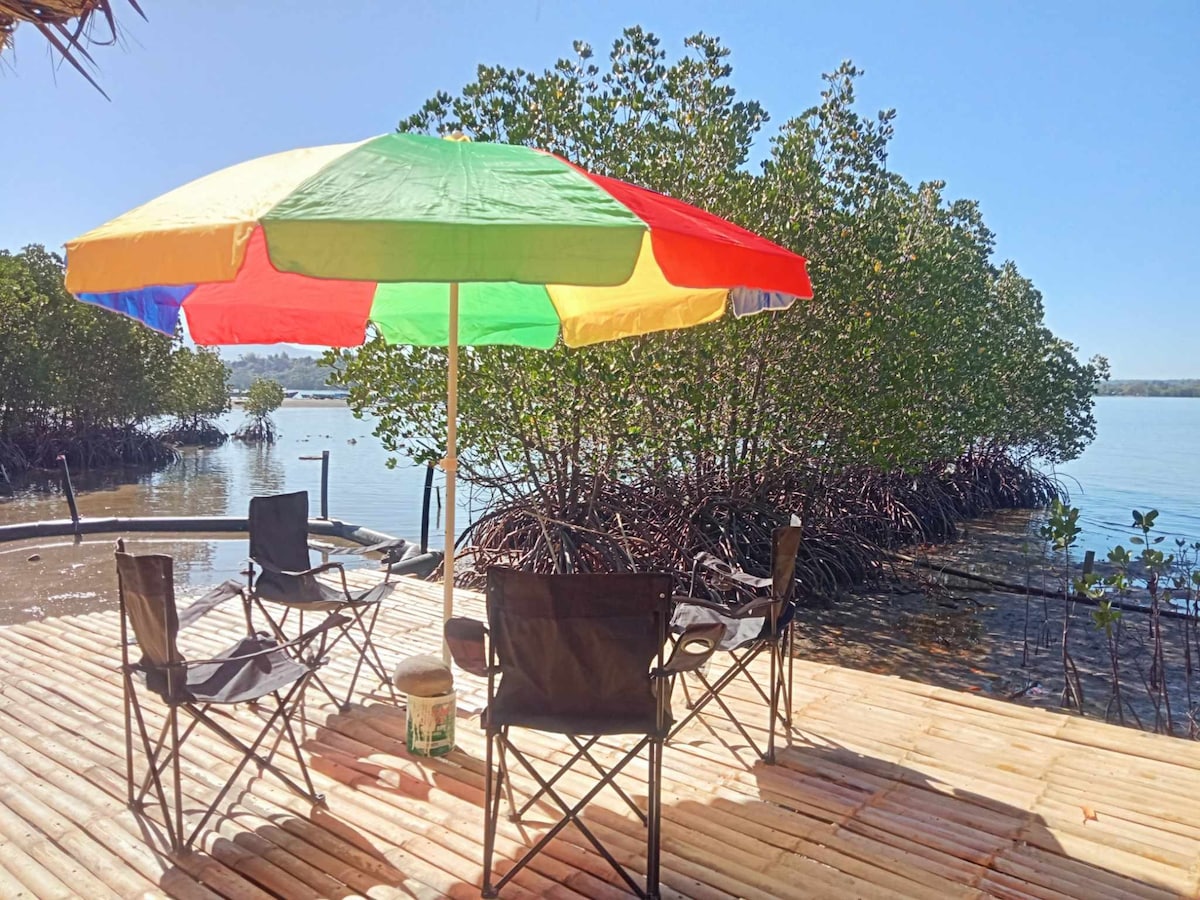 Bamboo house on a beach