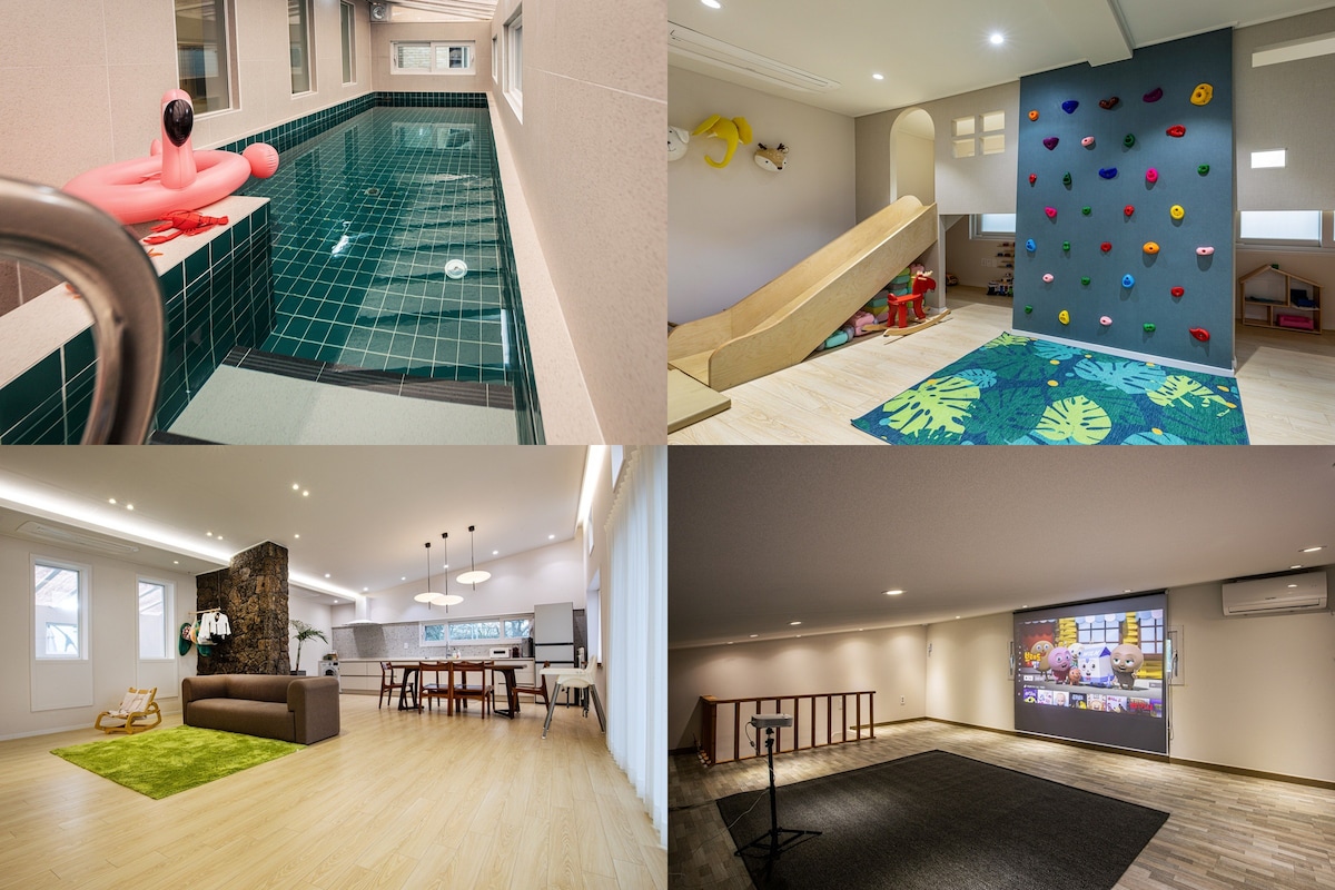 济州Aewol-ro和儿童泳池别墅家庭私人膳宿公寓（免费热水）
