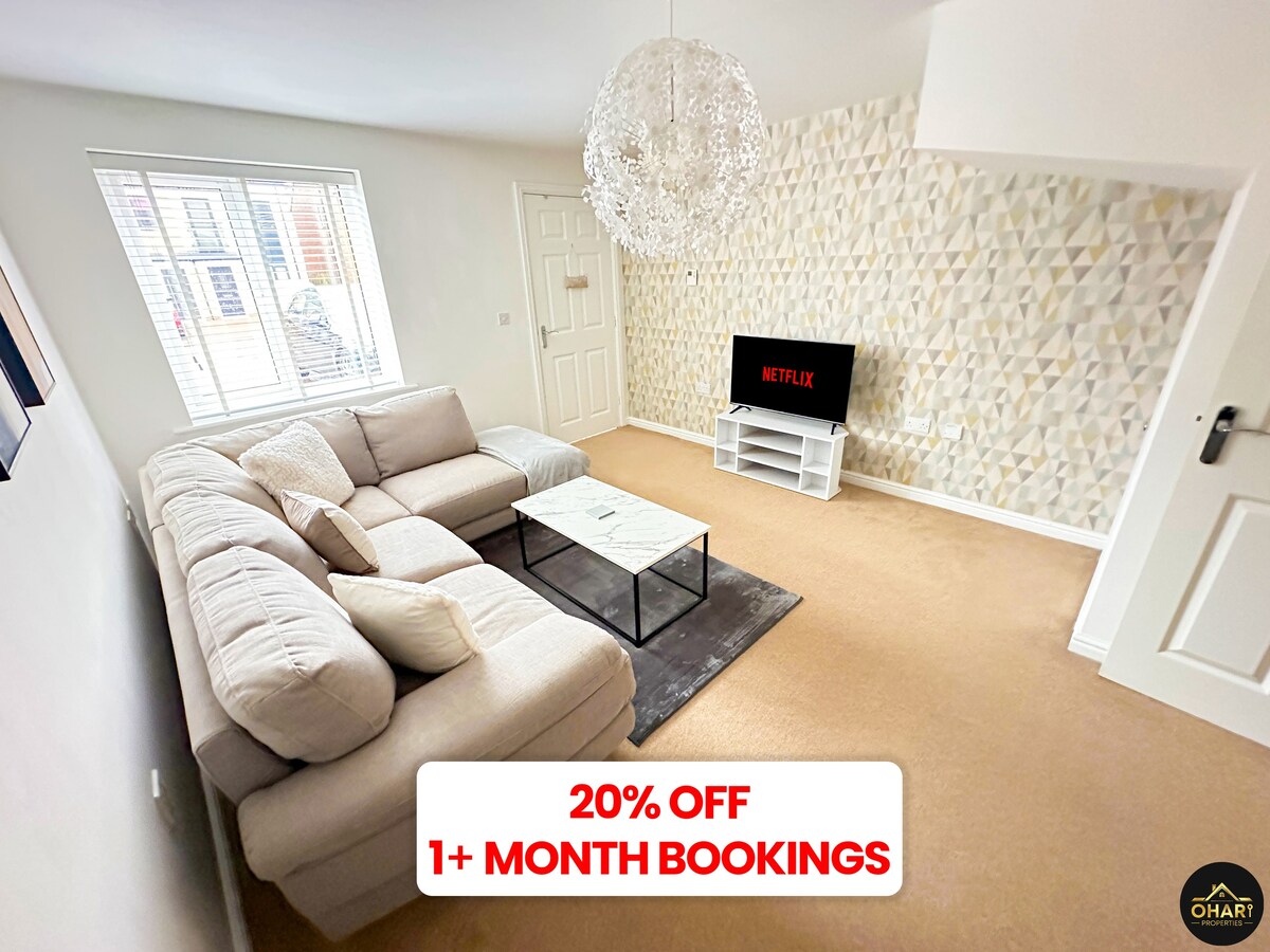 Modern 3 Bed - FREE Parking - 20% Off Long Stays