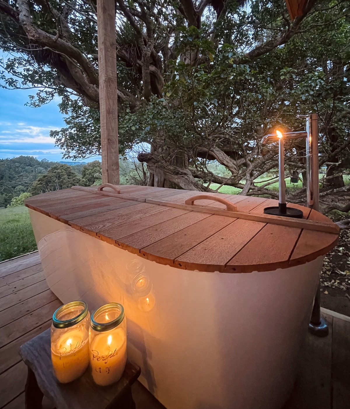 Retreat w/ outdoor bath, fireplace & nature views