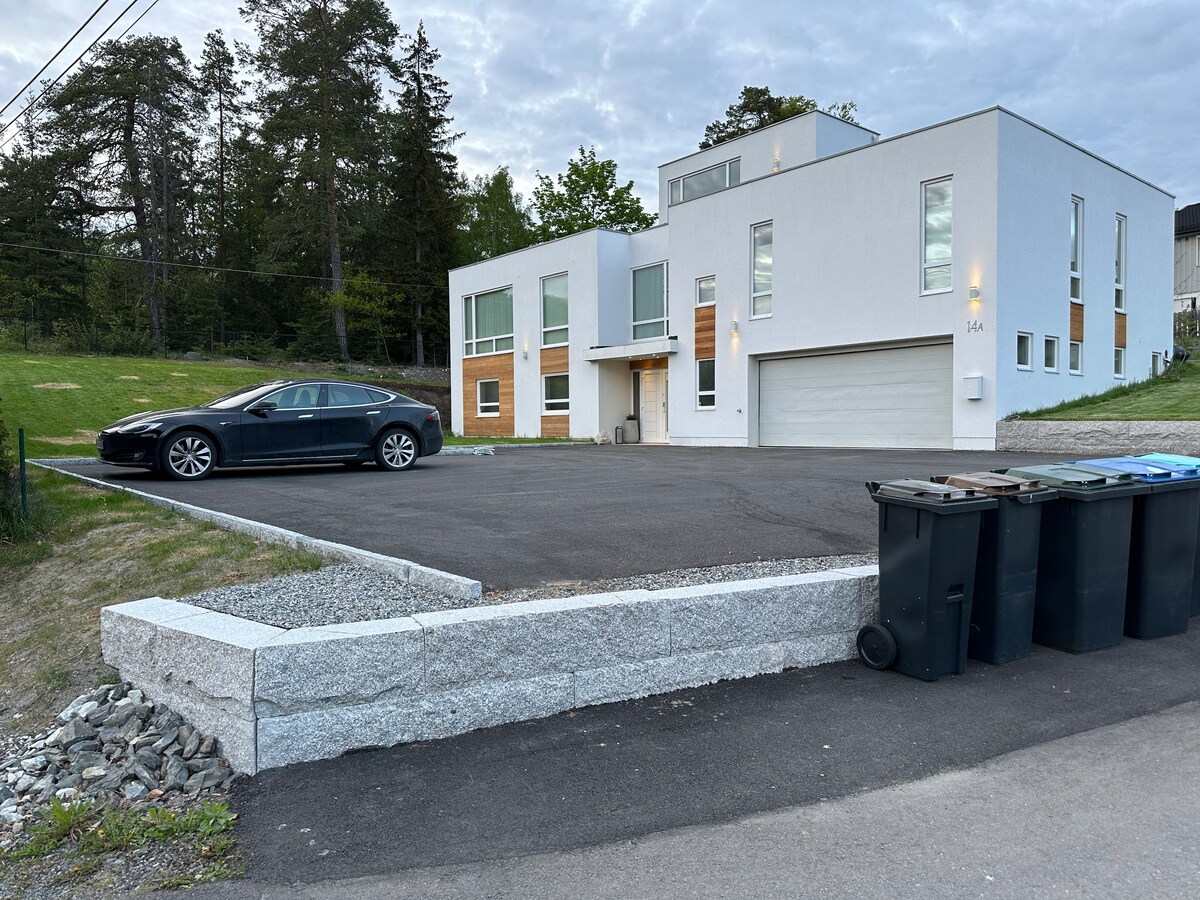 Large modern house near ocean