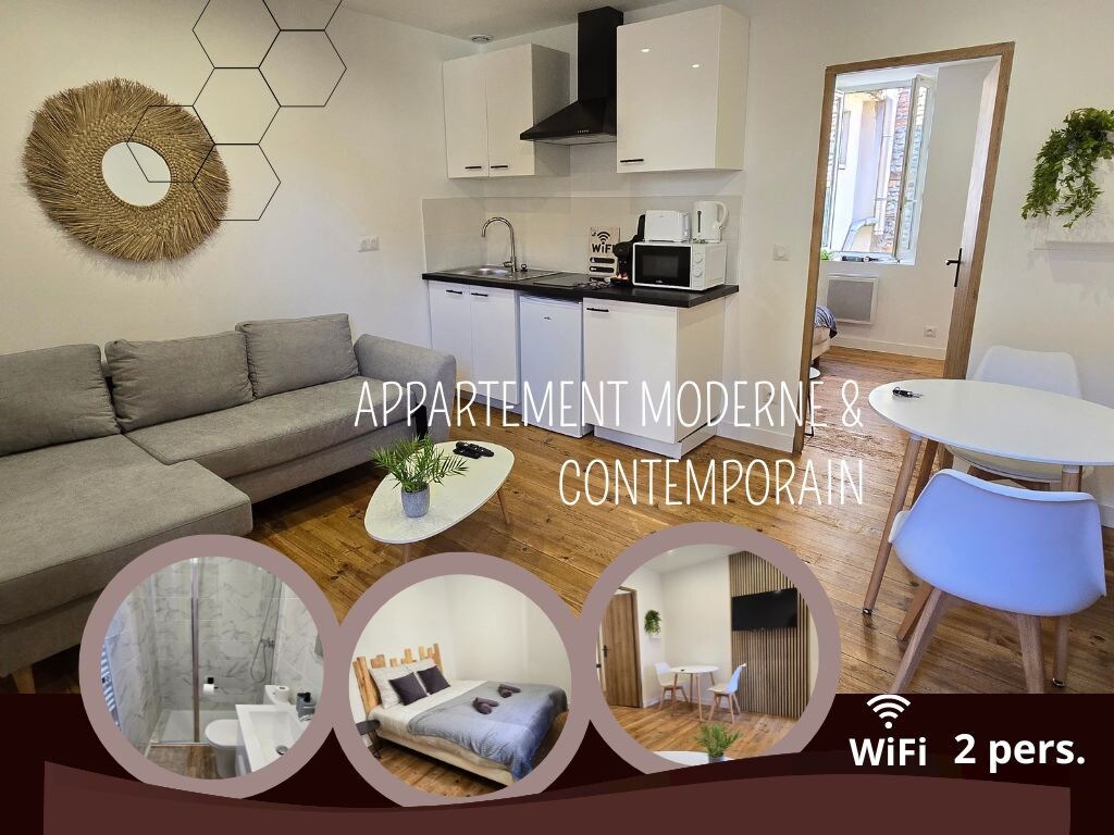 Appartement moderne et contemporain, Wifi, 2 pers