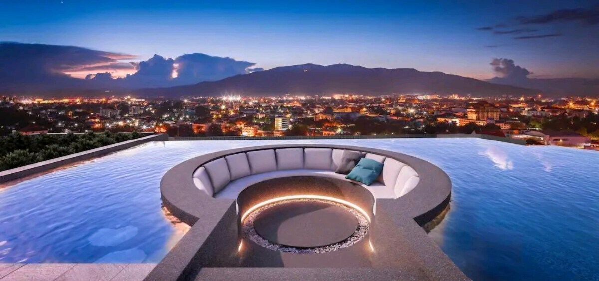 Rooftop pool with mountain view/2BR