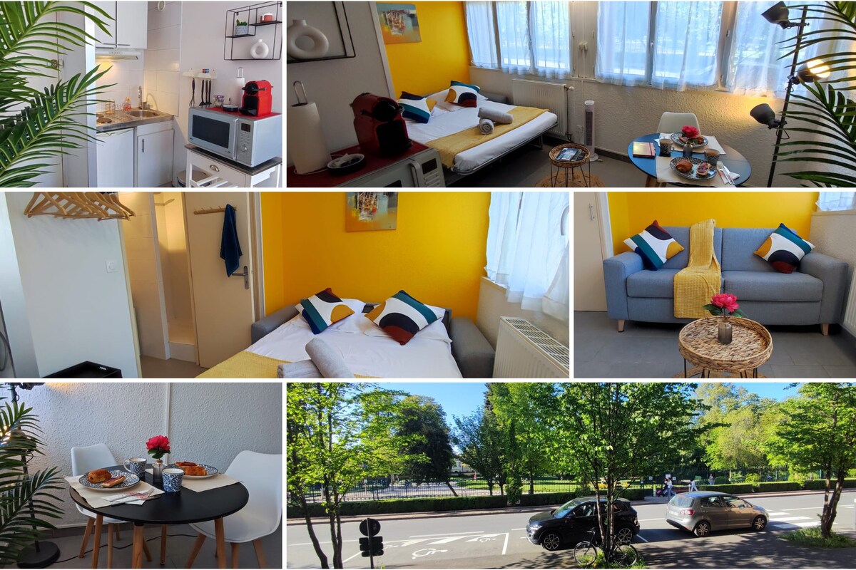 Cosy studio 10 min walk from the centre, car park