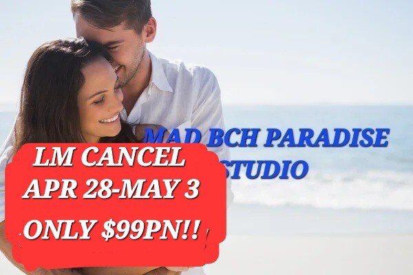 疯狂Bch天堂单间公寓* LM取消
4月16-19 $ 99PN